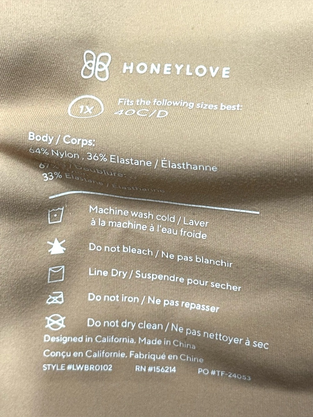 Honeylove LiftWear Bra 1X 40C/D Wireless Supportive Bra Nude Shapewear Style - Picture 4 of 6